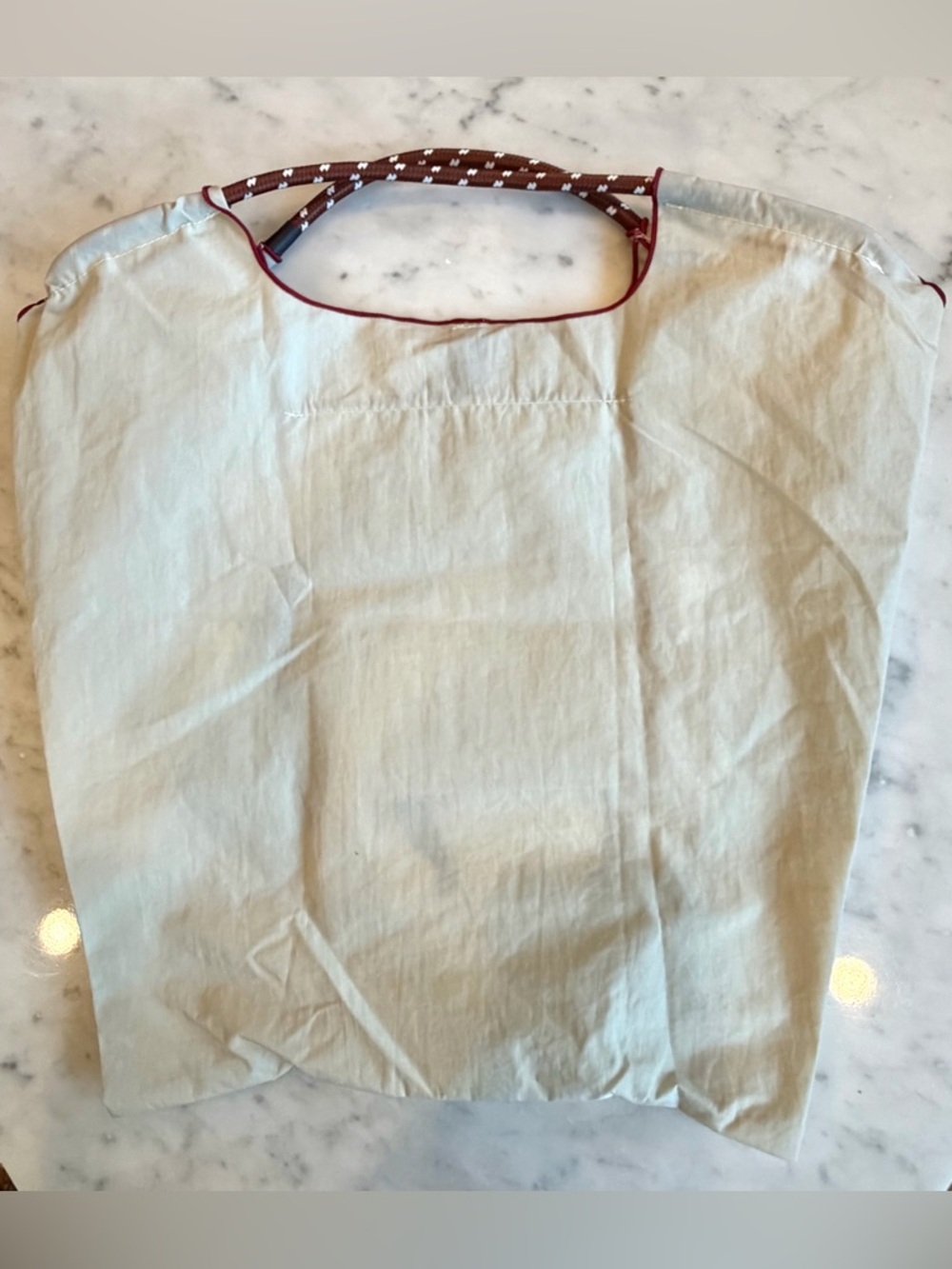 Mztkin nylon tote, cord handles, embroidered dogs in glasses, M, beige, like new - Picture 8 of 12